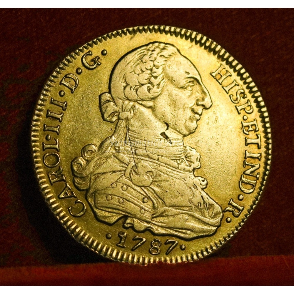 Carlos III. 8 escudos. 1787. Santiago de Chile. Ensayador: DA. EBC-