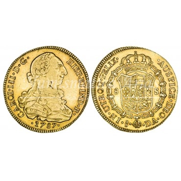 Carlos III. 8 escudos. 1787. Santiago de Chile. Ensayador: DA. EBC-