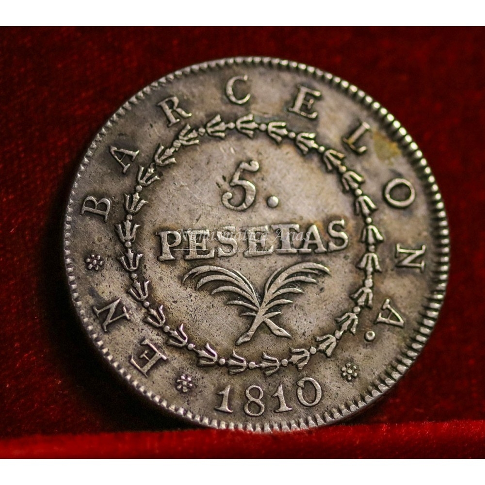 José Napoleón. 5 pesetas. 1810. Barcelona. MBC+