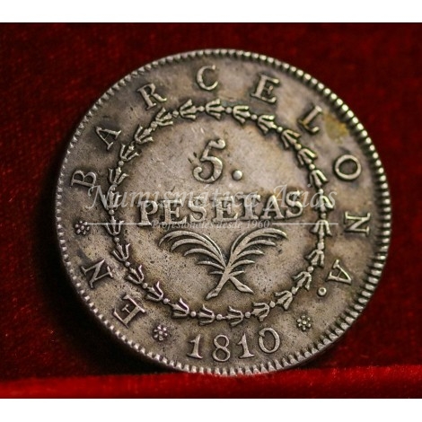 José Napoleón. 5 pesetas. 1810. Barcelona. MBC+