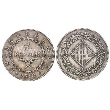 José Napoleón. 5 pesetas. 1810. Barcelona. MBC+