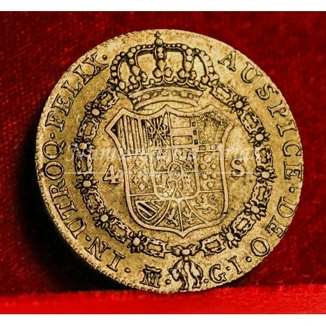 Fernando VII. 4 escudos. 1820. Madrid. Ensayador: GJ. MBC-