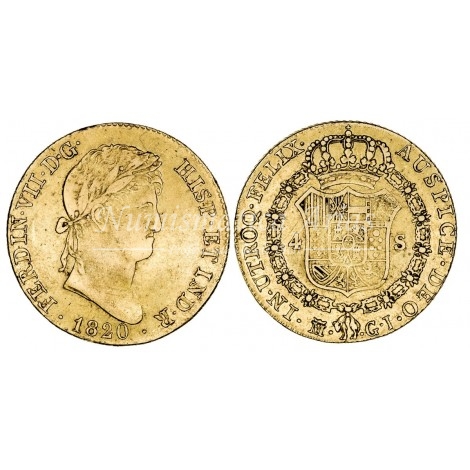 Fernando VII. 4 escudos. 1820. Madrid. Ensayador: GJ. MBC-