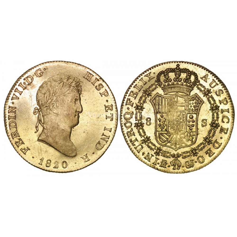 Fernando VII. 8 escudos. 1820. Madrid. Ensayador: GJ. EBC+