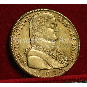 Fernando VII. 8 escudos. 1810. Santiago. Ensayador: FJ. EBC-.