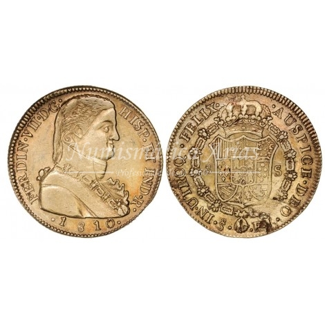 Fernando VII. 8 escudos. 1810. Santiago. Ensayador: FJ. EBC-.
