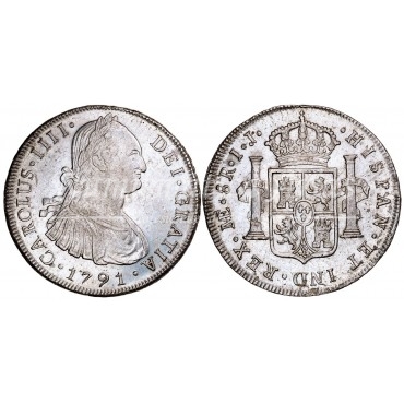 Carlos IV. 8 reales. 1791. Lima. Ensayador: IJ. EBC+