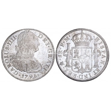 Carlos IV. 8 reales. 1795. México. Ensayador FM. SC-