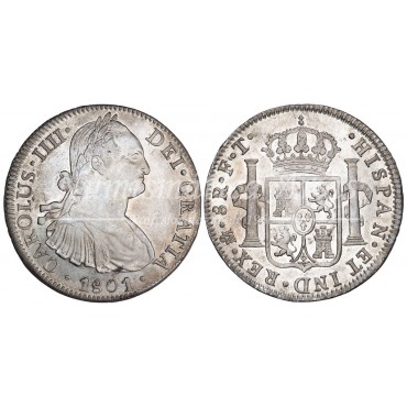 Carlos IV. 8 reales. 1801. México. Ensayador: FT. SC-