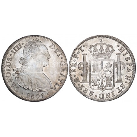 Carlos IV. 8 reales. 1801. México. Ensayador: FT. SC-