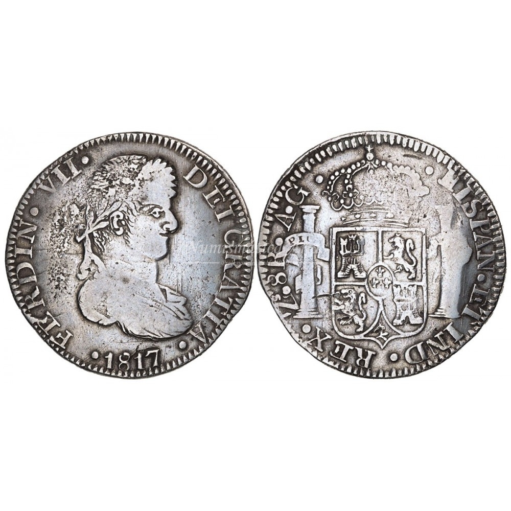 Fernando VII. 8 reales. 1817. Zacatecas. Ensayador: AG. MBC