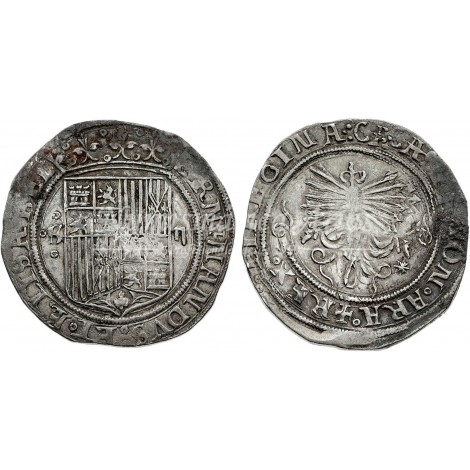 Reyes Católicos. 2 reales. Sevilla (ceca con roeles). S/F.