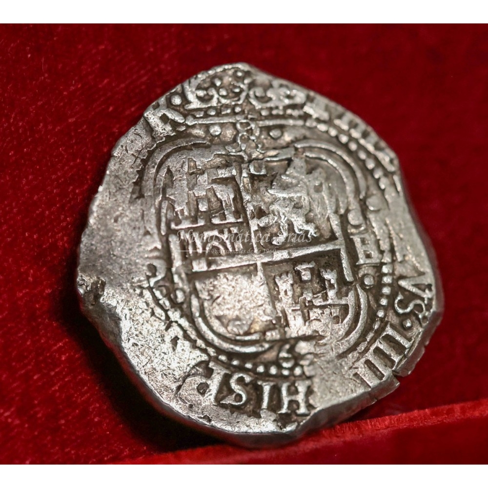 Felipe IV. 8 reales. 1654. Potosí. Ensayador: E. MBC+