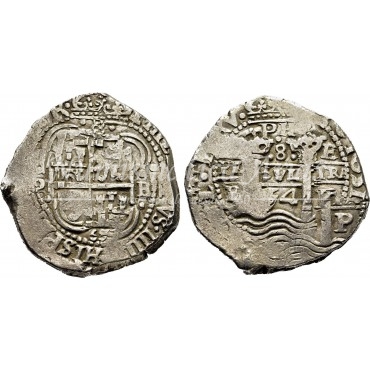 Felipe IV. 8 reales. 1654. Potosí. Ensayador: E. MBC+