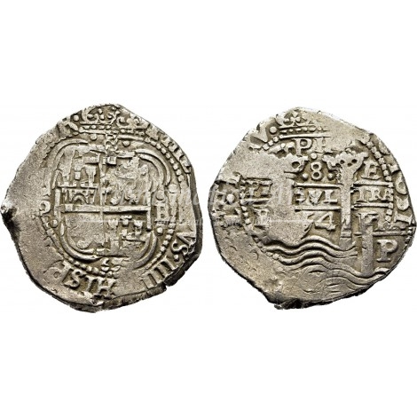 Felipe IV. 8 reales. 1654. Potosí. Ensayador: E. MBC+