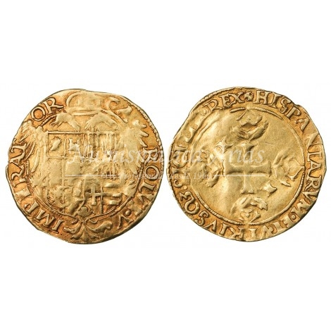 Carlos V. Escudo de oro. Nápoles. S/F. MBC+.