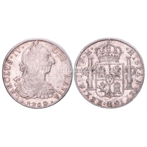 Carlos IV. 8 reales. 1789. México. Ensayador: FM. MBC