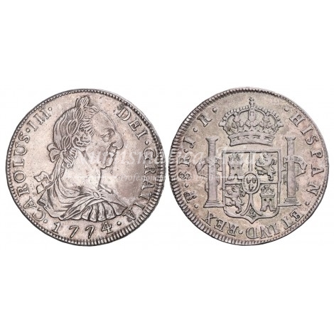 Carlos III. 8 reales. 1774. Potosí. Ensayador: JR. EBC-