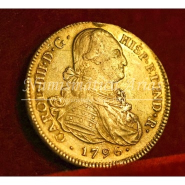 Carlos IV. 8 escudos. 1796. Popayán. Ensayador: JF. MBC+