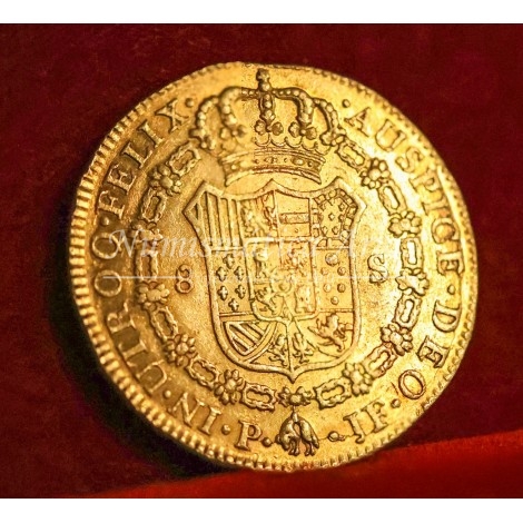 Carlos IV. 8 escudos. 1796. Popayán. Ensayador: JF. MBC+