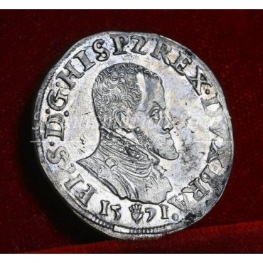 Felipe II. 1/5 ecu. 1571. Amberes. EBC+