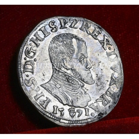 Felipe II. 1/5 ecu. 1571. Amberes. EBC+