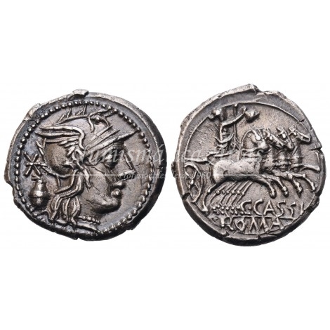 República romana. L. Cassius Longinus. Denario (126 a.C.). Crawford 266/1. EBC+.