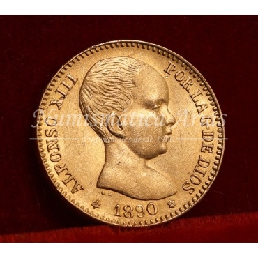 Alfonso XIII. 20 ptas. 1890*18/90. MP M. EBC+