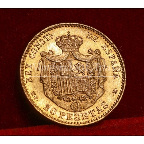 Alfonso XIII. 20 ptas. 1890*18/90. MP M. EBC+