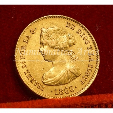Isabel II. 4 escudos. 1866. Madrid. EBC-