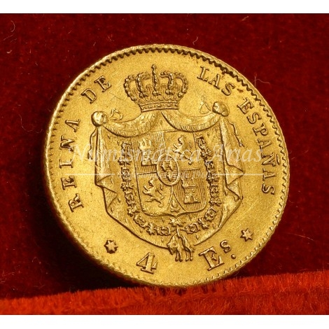 Isabel II. 4 escudos. 1866. Madrid. EBC-