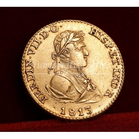 Fernando VII. 2 escudos. 1813. Madrid. Ensayador: IJ. EBC-