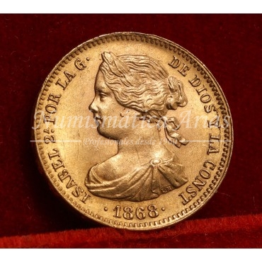 Isabel II. 10 escudos. 1868*18/68. Madrid. SC-