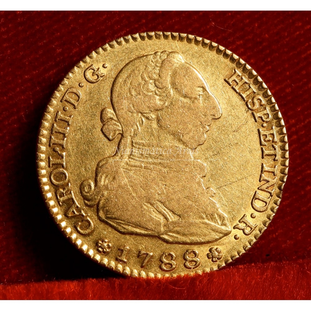 Carlos III. 2 escudos. 1788. Madrid. Ensayador: M. MBC-