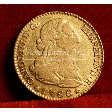 Carlos III. 2 escudos. 1788. Madrid. Ensayador: M. MBC-