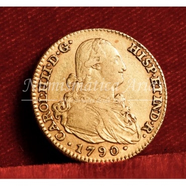 Carlos IV. 2 escudos. 1790. Madrid. Ensayador: MF. MBC