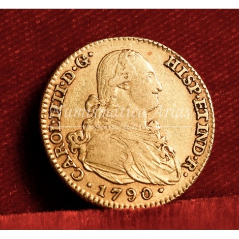 Carlos IV. 2 escudos. 1790. Madrid. Ensayador: MF. MBC