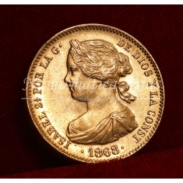 Isabel II. 10 escudos. 1868*18/68. Madrid. SC-