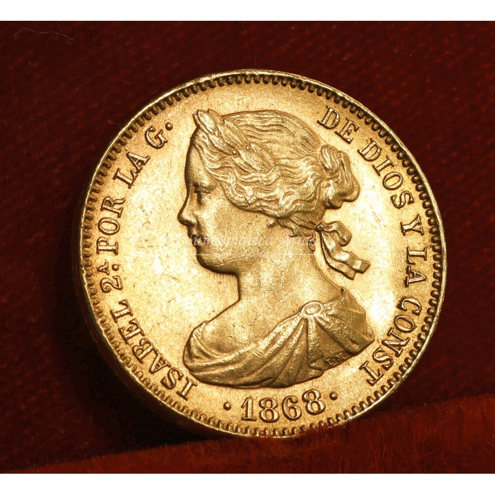 Isabel II. 10 escudos. 1868*18/68. Madrid. SC-