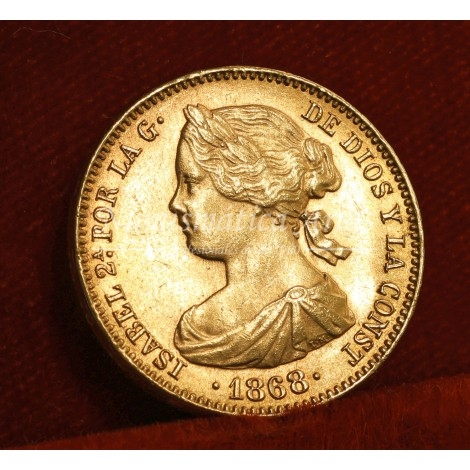 Isabel II. 10 escudos. 1868*18/68. Madrid. SC-