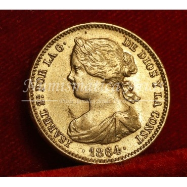 Isabel II. 100 reales. 1864. Madrid. EBC+