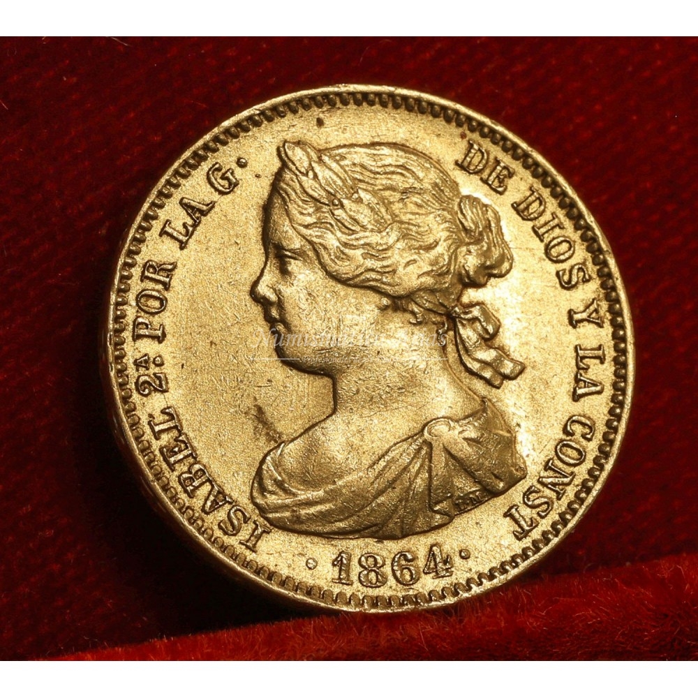 Isabel II. 100 reales. 1864. Madrid. EBC+