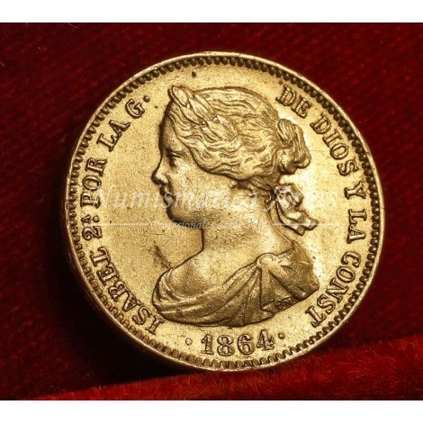 Isabel II. 100 reales. 1864. Madrid. EBC+