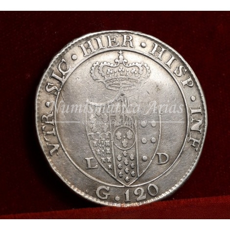 Fernando IV. Piastra de 120 granas. 1805. Nápoles. MBC+