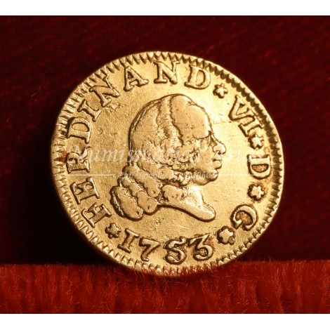 Fernando VI. 1/2 escudo. 1753. Sevilla. Ensayador: PJ. MBC+ (soldadura).