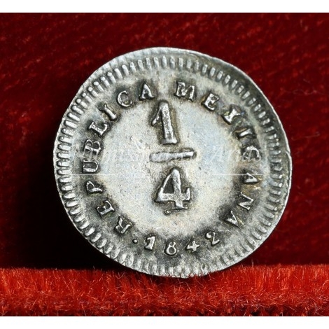 México. 1/4 real (cuartillo). 1842. LR. EBC+