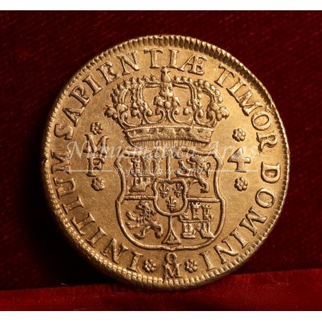 Felipe V. 4 escudos. 1739. México. Ensayador: MF. EBC+.