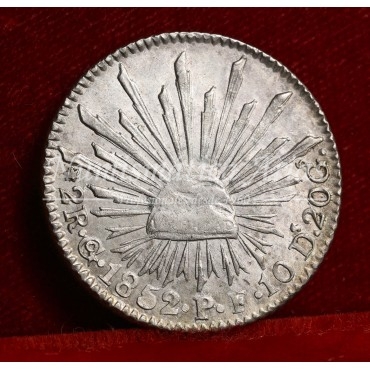 México. 2 reales. 1852. Guanajuato. Ensayador: PF. EBC-