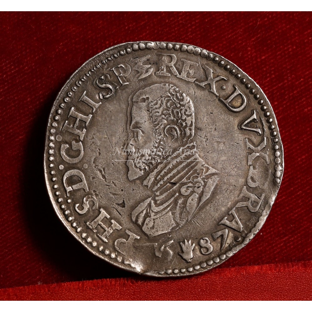 Felipe II. Escudo. Amberes. 1587. EBC-