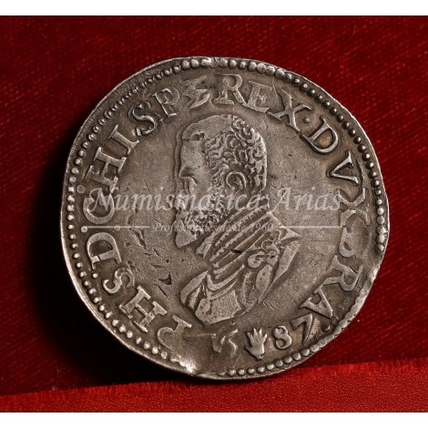 Felipe II. Escudo. Amberes. 1587. EBC-